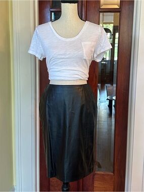 Lew Magram | VTG Black Genuine Leather Pencil Skirt, Size 8